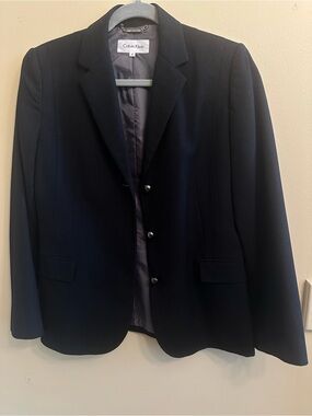 Vintage Calvin Klein Women's Tailored Heathered Black Blazer Size 8